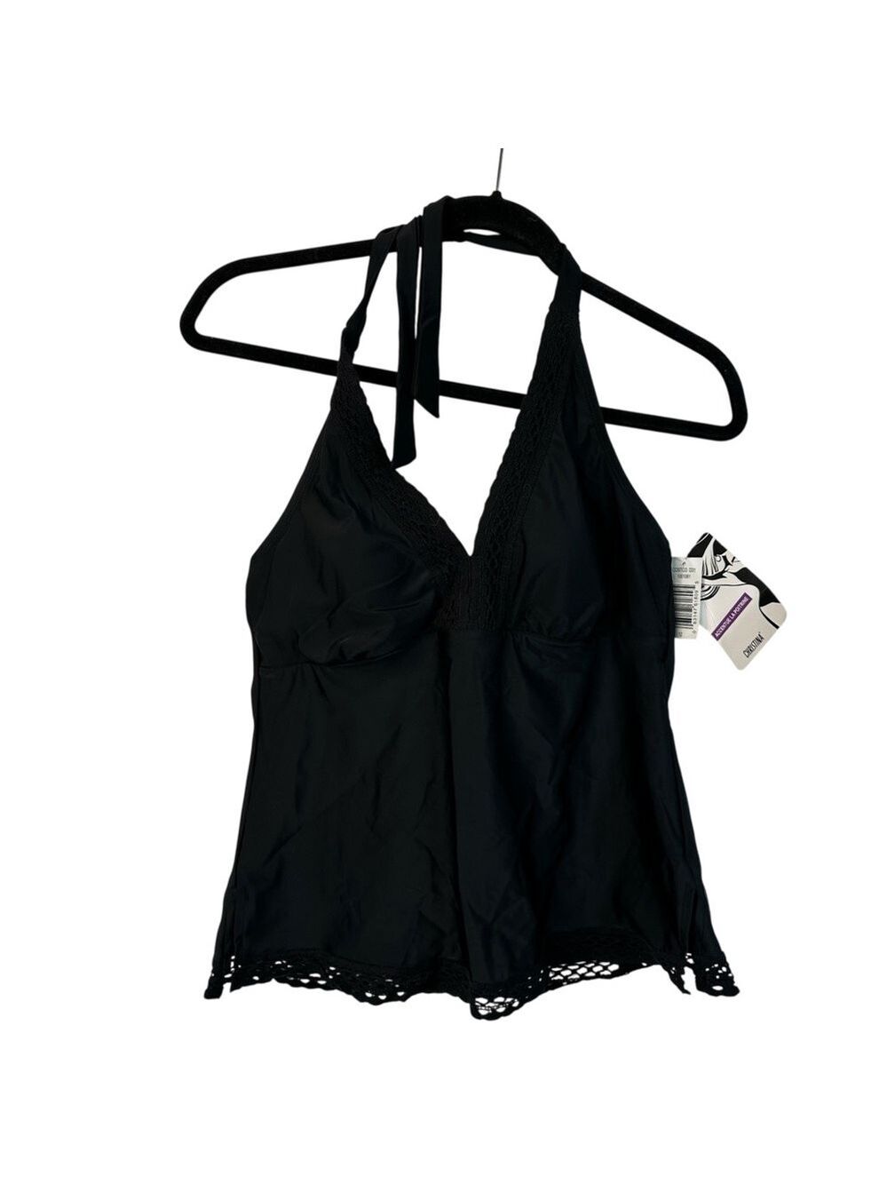 Christina Swim Coastal Black Halter Tankini Top Size 12 Swimwear Beach Pool NWT